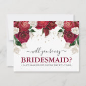 Elegant Burgundy Floral ben je mijn Bridesmaid? (Voorkant)