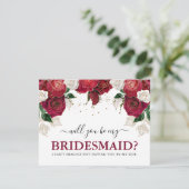 Elegant Burgundy Floral ben je mijn Bridesmaid? (Staand voorkant)