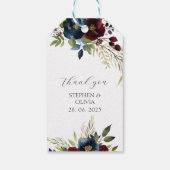 Elegant Burgundy Floral Blooms & Greenery wedding Cadeaulabel (Achterkant)
