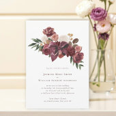 Elegant Burgundy Floral Botanical Wedding Invite Kaart
