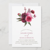 Elegant Burgundy Floral Bouquet Wedding Kaart (Voorkant)