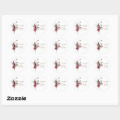 Elegant Burgundy Floral Bouquet Wedding Ronde Sticker (Vel)