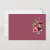 Elegant Burgundy Floral Bouquet Wedding RSVP Kaartje (Achterkant)