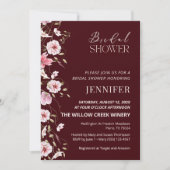 Elegant Burgundy Floral Bridal Shower Invitation Kaart (Voorkant)