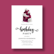Elegant Burgundy Floral Cake Birthday Party