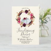 Elegant Burgundy Floral Friendsgiving Kaart (Staand voorkant)
