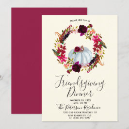 Elegant Burgundy Floral Friendsgiving Kaart