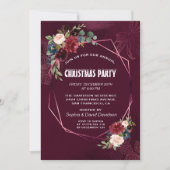 Elegant Burgundy Floral Geometric Kerstparty Kaart (Voorkant)
