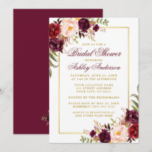 Elegant Burgundy Floral Gold Vrijgezellenfeest