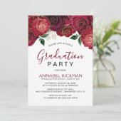 Elegant Burgundy Floral Gradual Party Kaart (Staand voorkant)