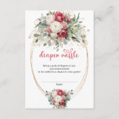 Elegant Burgundy Floral Greenery Diaper Raffle Informatiekaartje (Voorkant)