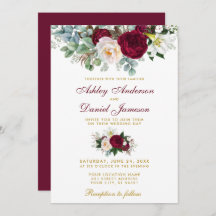 Elegant Burgundy Floral Greenery Wedding Gold