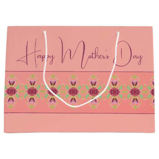 Elegant Burgundy Floral Groot Cadeauzakje (Voorkant)