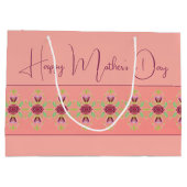 Elegant Burgundy Floral Groot Cadeauzakje (Achterkant)