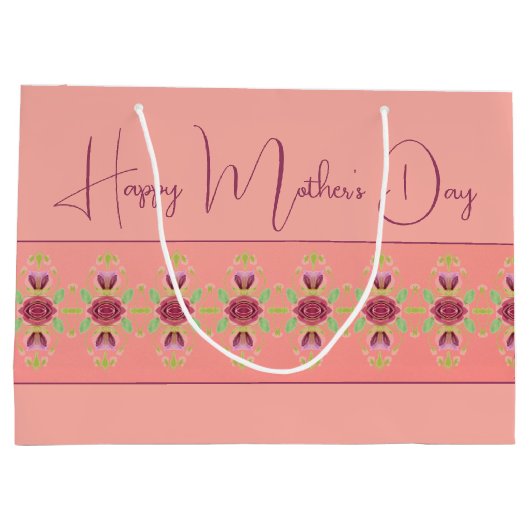 Elegant Burgundy Floral Groot Cadeauzakje (Achterkant)