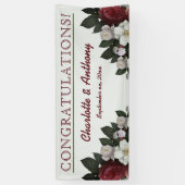 Elegant Burgundy Floral - Hanging Wedding Banner (Verticaal)