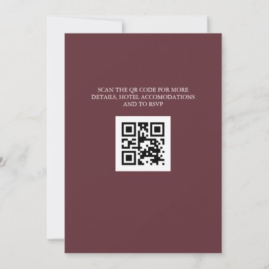 Elegant Burgundy Floral helemaal in één bruiloft Kaart (Achterkant)