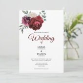 Elegant Burgundy Floral Kaart (Staand voorkant)