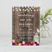 Elegant Burgundy Floral Lantern Barn Wedding Kaart (Staand voorkant)