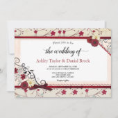 Elegant Burgundy Floral Lijst Chic Summer Wedding Kaart (Voorkant)