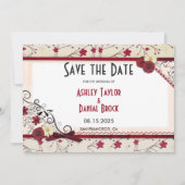 Elegant Burgundy Floral Lijst Chic Summer Wedding Save The Date (Voorkant)
