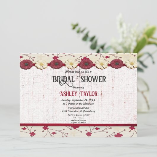 Elegant Burgundy Floral Lijst Summer Vrijgezellenf Kaart (Staand voorkant)