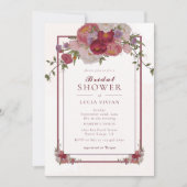 Elegant Burgundy Floral Lijst Vrijgezellenfeest Kaart (Voorkant)