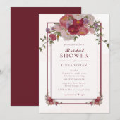 Elegant Burgundy Floral Lijst Vrijgezellenfeest Kaart (Voorkant / Achterkant)