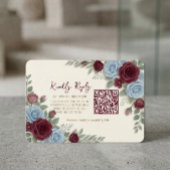 Elegant Burgundy Floral Modern QR Code Wedding RSVP Kaartje