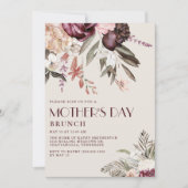 Elegant  Burgundy Floral Moederdag Kaart (Voorkant)