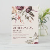 Elegant  Burgundy Floral Moederdag Kaart (Staand voorkant)