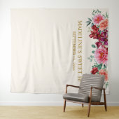 Elegant Burgundy Floral Pink Peonies Sweet 16 Wandkleed (In Situ (horizontaal))