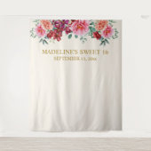 Elegant Burgundy Floral Pink Peonies Sweet 16 Wandkleed (Voorkant)