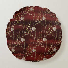 Elegant Burgundy Floral Rond Kussen