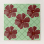 Elegant Burgundy Floral & Sage Green Lattice Patte Legpuzzel<br><div class="desc">Add timeless, vintage charm to your life with this elegant floral lattice pattern. The design showcases beautifully shaded, painterly burgundy flowers set against a crisp, sage green diamond trellis background. Blending organic botanical art with clean geometric lines, this pattern is a perfect fit for Grandmillennial, Cottagecore, and home decor. It...</div>