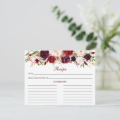 Elegant Burgundy Floral Shower Recipe Kaart (Staand voorkant)