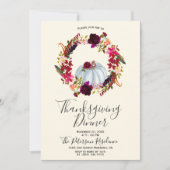 Elegant Burgundy Floral Thanksgiving Kaart (Voorkant)