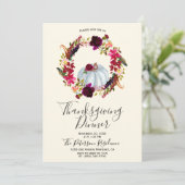 Elegant Burgundy Floral Thanksgiving Kaart (Staand voorkant)
