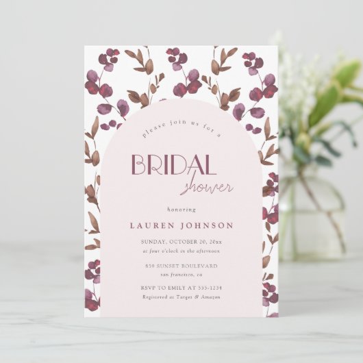 Elegant Burgundy Floral Vrijgezellenfeest Kaart (Staand voorkant)