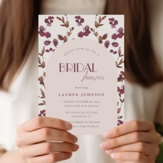 Elegant Burgundy Floral Vrijgezellenfeest Kaart