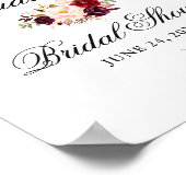 Elegant Burgundy Floral Vrijgezellenfeest Poster (Hoek)