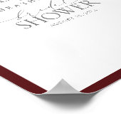 Elegant Burgundy Floral Waterverf Shower Welkom Poster (Hoek)