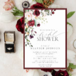 Elegant Burgundy Floral Waterverf Vrijgezellenfees Kaart<br><div class="desc">Moderne,  elegante brudale doucheuitnodiging met een bouquet van bruine en bleke roze bloemen en botanische groen,  geborduurd in een rijke woeste rode. Geef uw vrijgezellenfeest een persoonlijk tintje in zacht-zwart,  voorzien van mooie moderne,  met de hand geschreven kalligrafie. Copyright Elegant nodigt uit,  alle rechten voorbehouden.</div>