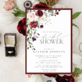 Elegant Burgundy Floral Waterverf Vrijgezellenfees Kaart