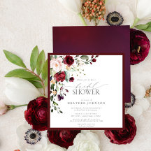 Elegant Burgundy Floral Waterverf Vrijgezellenfees