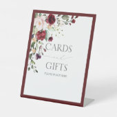 Elegant Burgundy Floral Waterverf Vrijgezellenfees Reclamebord Met Voetstuk (Voorkant)