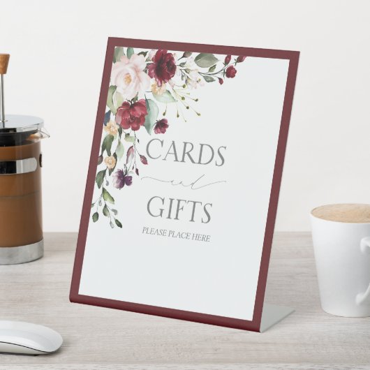 Elegant Burgundy Floral Waterverf Vrijgezellenfees Reclamebord Met Voetstuk (Insitu)