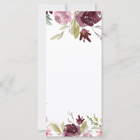 Elegant Burgundy Floral Waterverf Wedding Programm (Achterkant)