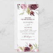 Elegant Burgundy Floral Waterverf Wedding Programm (Voorkant)