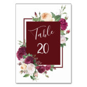 Elegant Burgundy Floral - Weddenschapstabel Kaart (Achterkant)